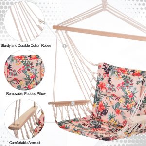 100x106cm Hanging Hammock Chair Stripe Flowers Pattern - Image 3