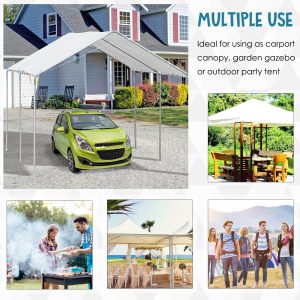 3m x 6m Heavy Duty Galvanized Steel Frame Canopy Vehicle Shelter White - Image 4