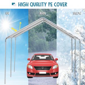 3m x 6m Heavy Duty Galvanized Steel Frame Canopy Vehicle Shelter White - Image 6