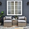5 Pcs PE Rattan Armchair Outdoor Garden Seating Comfort Balcony Home Grey