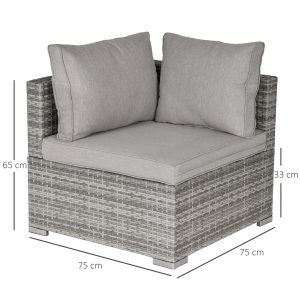 Alternative view of PE Rattan Wicker Corner Sofa Garden Furniture Single Sofa Chair w/ Cushions, Grey