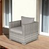 Outdoor Patio Furniture Single Rattan Sofa Chair Padded Cushion All Weather for Garden Poolside Balcony Grey
