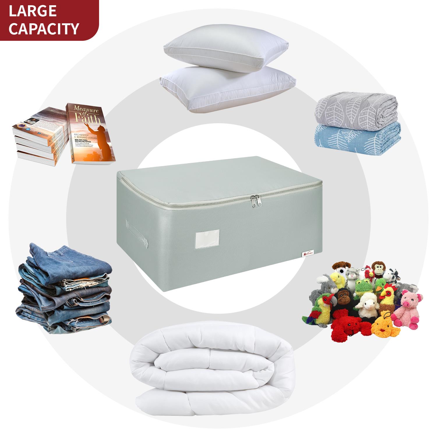 VINSANI 3PK STORAGE BAGS LARGE L GREY - Image 7