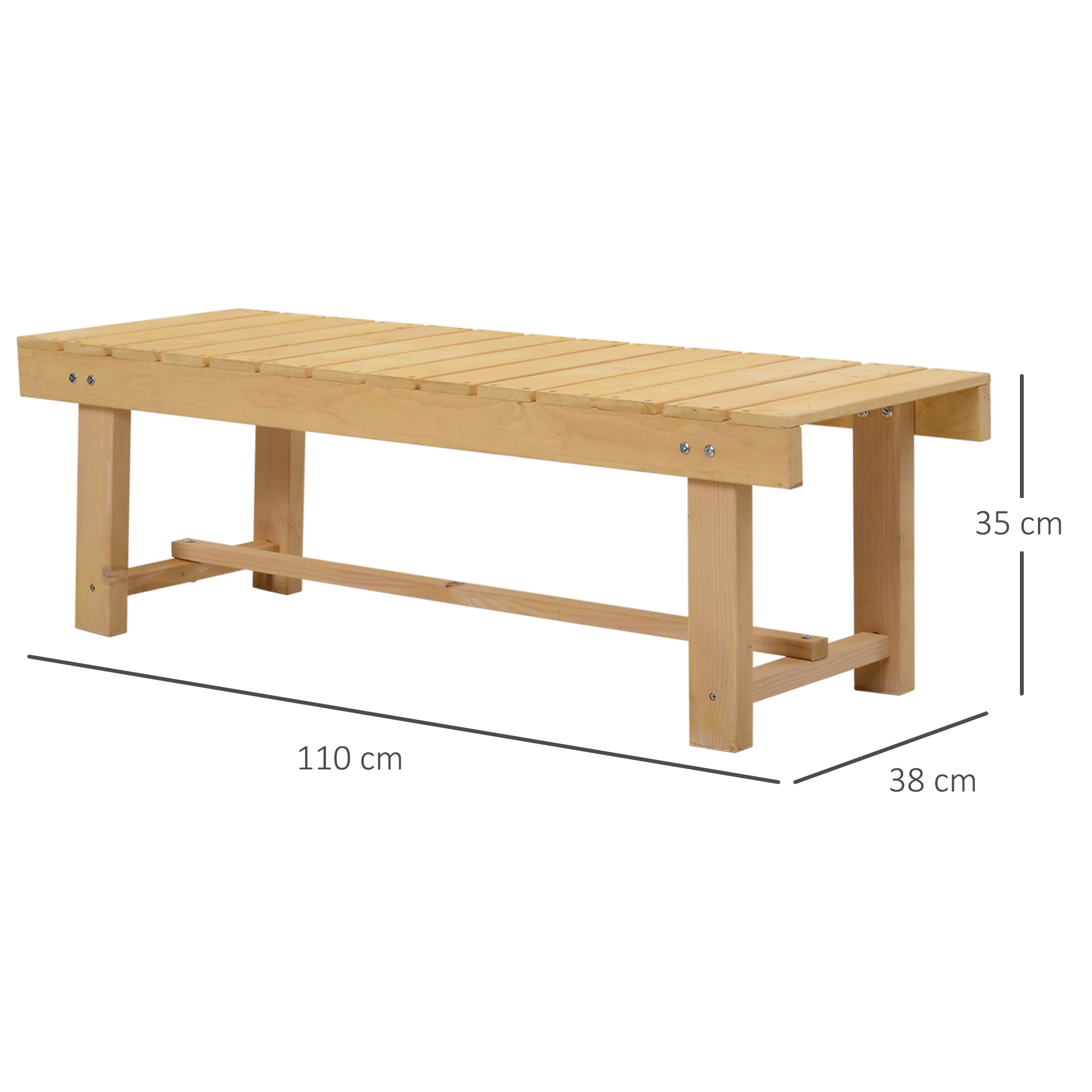 Outsunny 2-Seater Outdoor Garden Fir Wood Patio Bench - Image 3