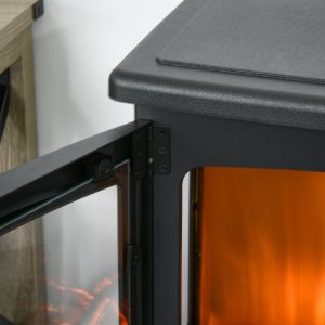 1800W Tempered Glass Electric Fireplace Heater Black - Image 8