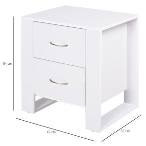 Particle Board 2-Drawer Bedside Table White - Image 3