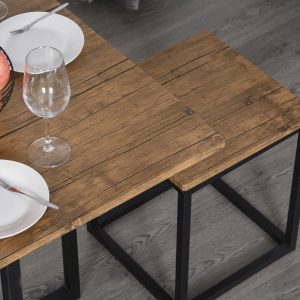MDF Topped Steel 5-Piece Dining Set Dining Table with 4 Stools Black/Brown - Image 8