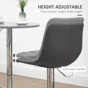 Set of 2, Adjustable Breakfast Dining Stools Swivel and Footrest, Grey - Image 5