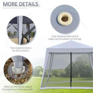 3x3m Outdoor Gazebo Tent W/Mesh Screen Walls-Grey - Image 6