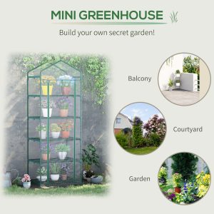 5 Tier Greenhouse OutdoorPortable Shed Metal Frame Transparent 69x49x193cm - Image 6