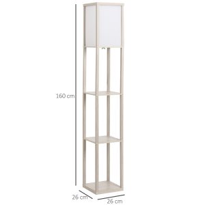 4-Tier Floor Lamp, Floor Light with Storage Shelf White and Oak 3-Tier - Image 3