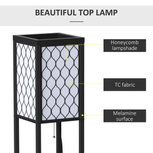 Shelf Floor Lamp W/4-tier Open Shelves Wooden, 26L x 26W x 160Hcm-Black/White - Image 4