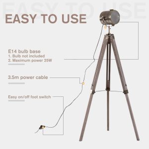 Tripod Floor Lamp, 65L,Wood/Bronze Colour - Image 7