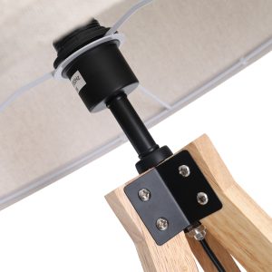 Rubber Wood Tripod Floor Lamp Beige - Image 9