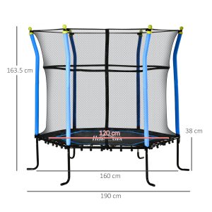5.2FT Kids Trampoline With Enclosure Indoor Outdoor for 3-10 Years Blue - Image 3