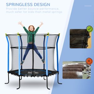 5.2FT Kids Trampoline With Enclosure Indoor Outdoor for 3-10 Years Blue - Image 4
