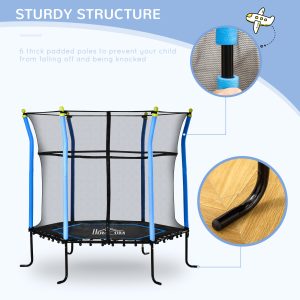 5.2FT Kids Trampoline With Enclosure Indoor Outdoor for 3-10 Years Blue - Image 5