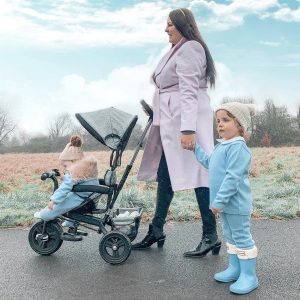 3 in 1 Kids Tricycle Pedal Push Trike with Canopy, Parent Handle Grey - Image 2