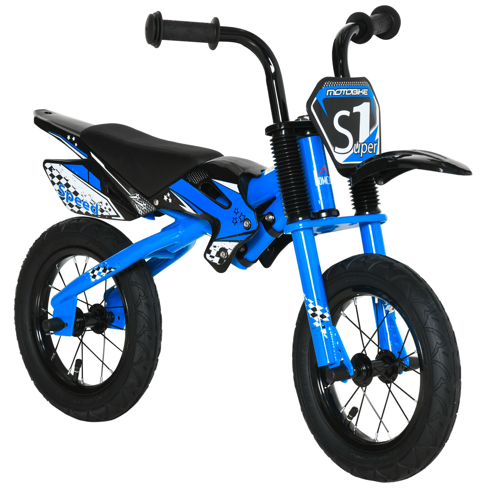 12" Kids Balance Bike w/ Air Filled Tyres, for Ages 3-6 Years - Blue
