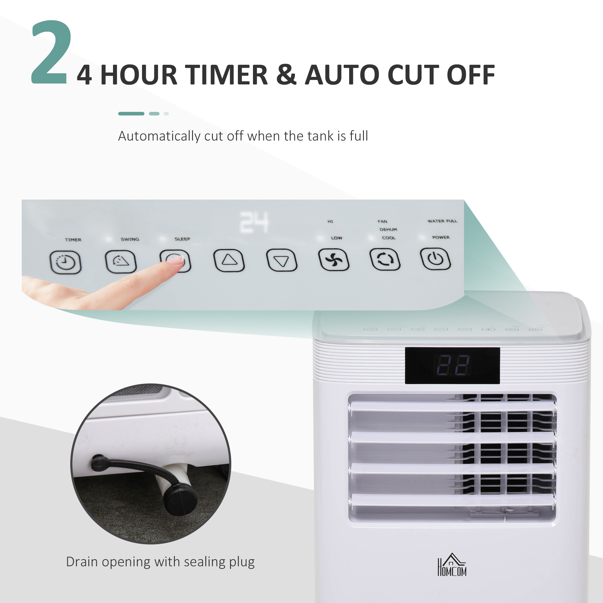 8000BTU Portable Air Conditioner 4 Modes LED Display Timer Home Office - Image 6