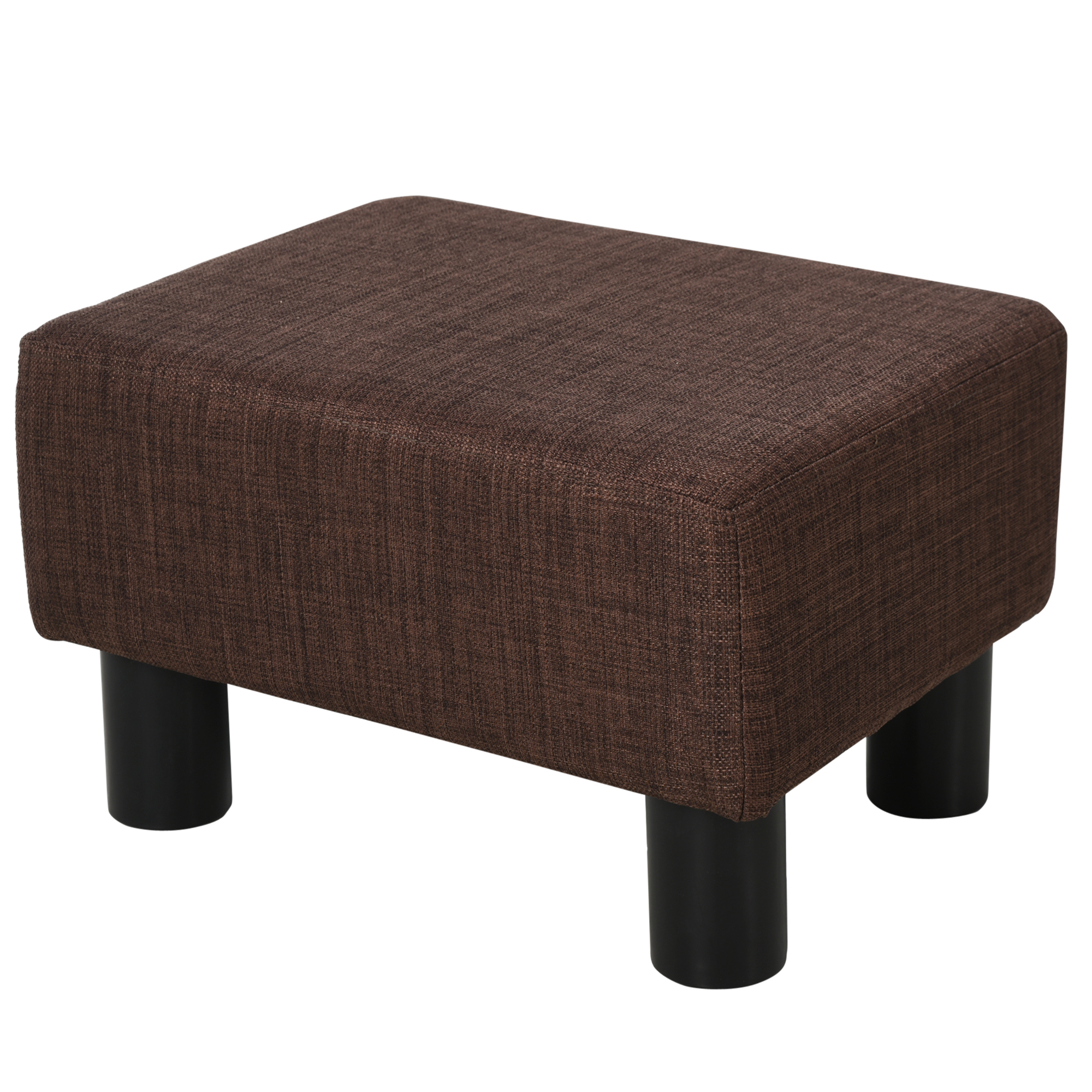 Chic Linen Fabric Footstool Ottoman Cube w/ 4 Plastic Legs Brown