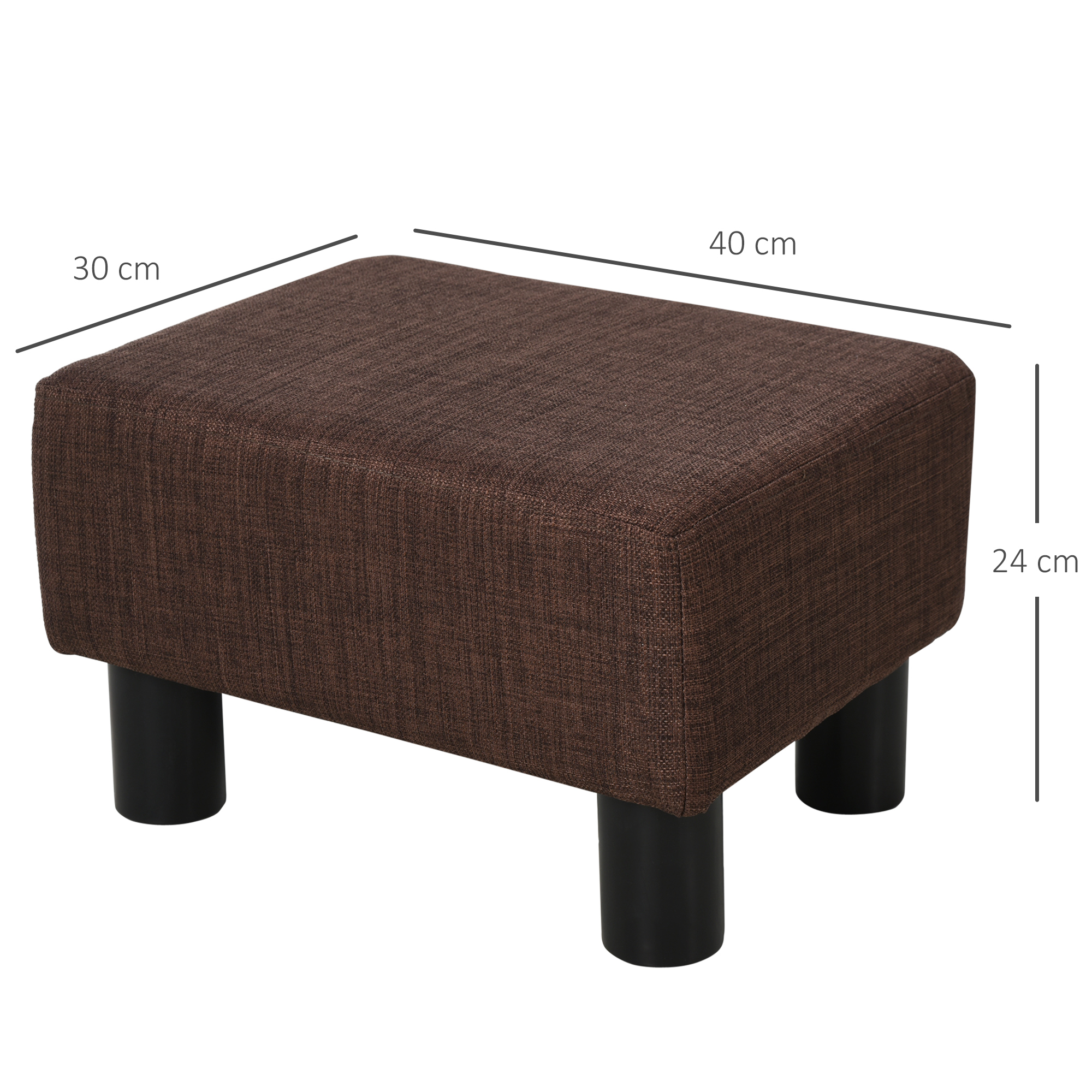 Chic Linen Fabric Footstool Ottoman Cube w/ 4 Plastic Legs Brown - Image 3