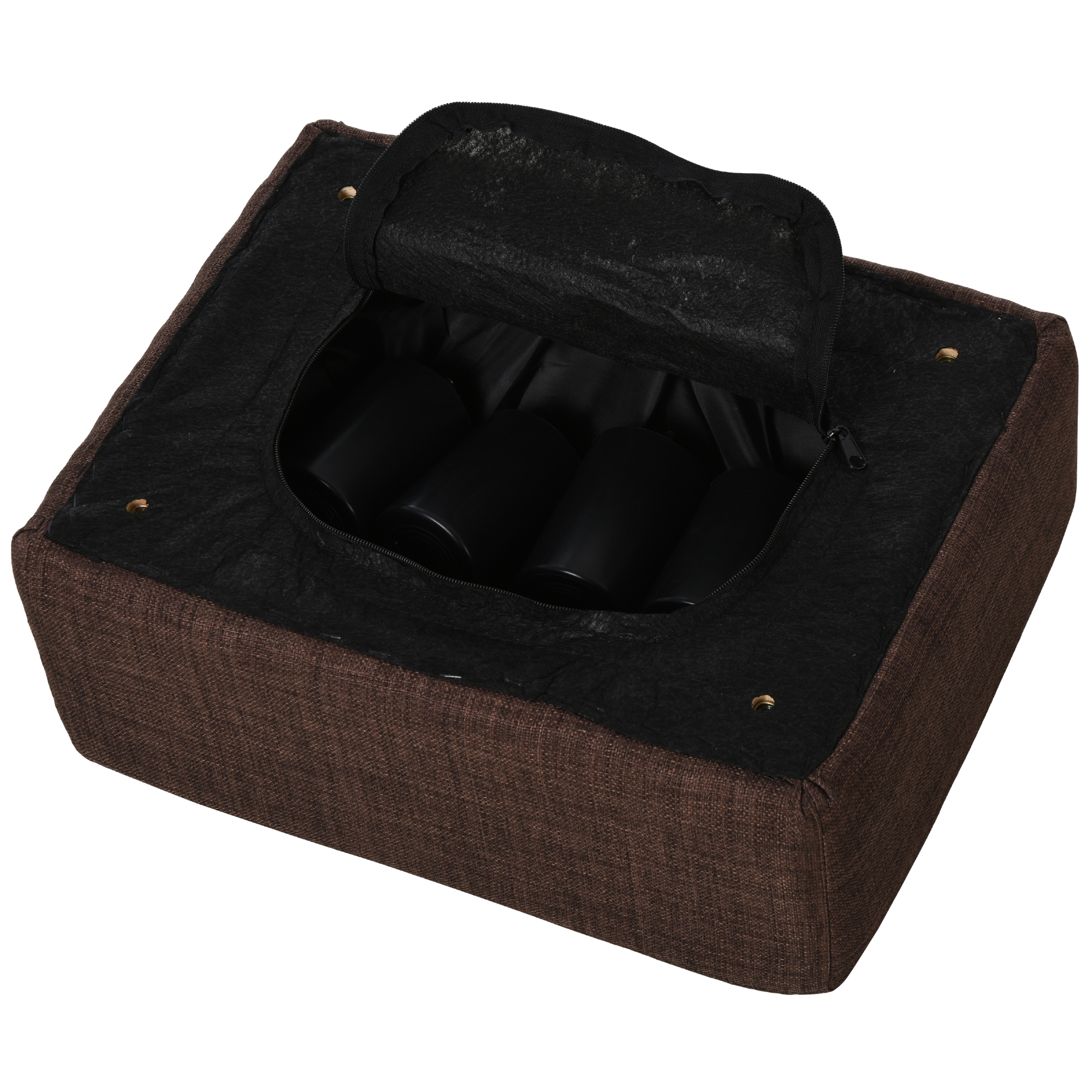 Chic Linen Fabric Footstool Ottoman Cube w/ 4 Plastic Legs Brown - Image 6