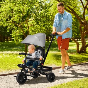 4 in 1 Kids Tricycle w/ Push Handle Brake Clutch Footrest Handrail Belt - Image 2