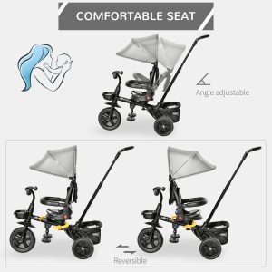 4 in 1 Kids Tricycle w/ Push Handle Brake Clutch Footrest Handrail Belt - Image 6