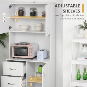 Kitchen Storage Cabinet Wooden Cupboard Organizer Home Furniture, White - Image 6