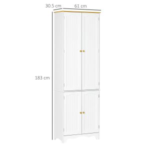 Freestanding Kitchen Cupboard 4-Door Storage Cabinet 4 Shelves, White - Image 3