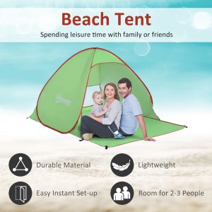 Beach Tent Instant Camping Pop up Tent Sun Shade Shelter, Green - Image 4