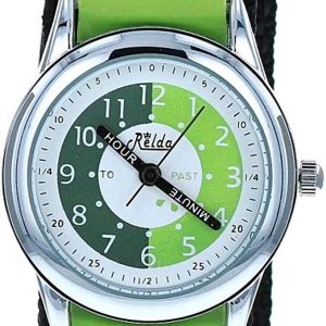 Relda Children's Time Teacher Analogue Green Velcro Strap Boy's Watch