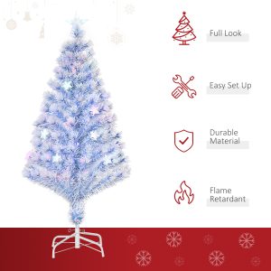 Artificial Fibre Christmas Tree Seasonal Deco 16 LED Easy Store 4FT White Blue - Image 4