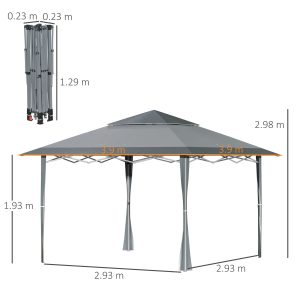 4x m Pop-up Gazebo Double Roof Roller Bag Steel Frame, Dark Grey - Image 3