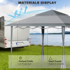 4x m Pop-up Gazebo Double Roof Roller Bag Steel Frame, Dark Grey - Image 4