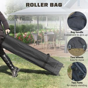 4x m Pop-up Gazebo Double Roof Roller Bag Steel Frame, Dark Grey - Image 8