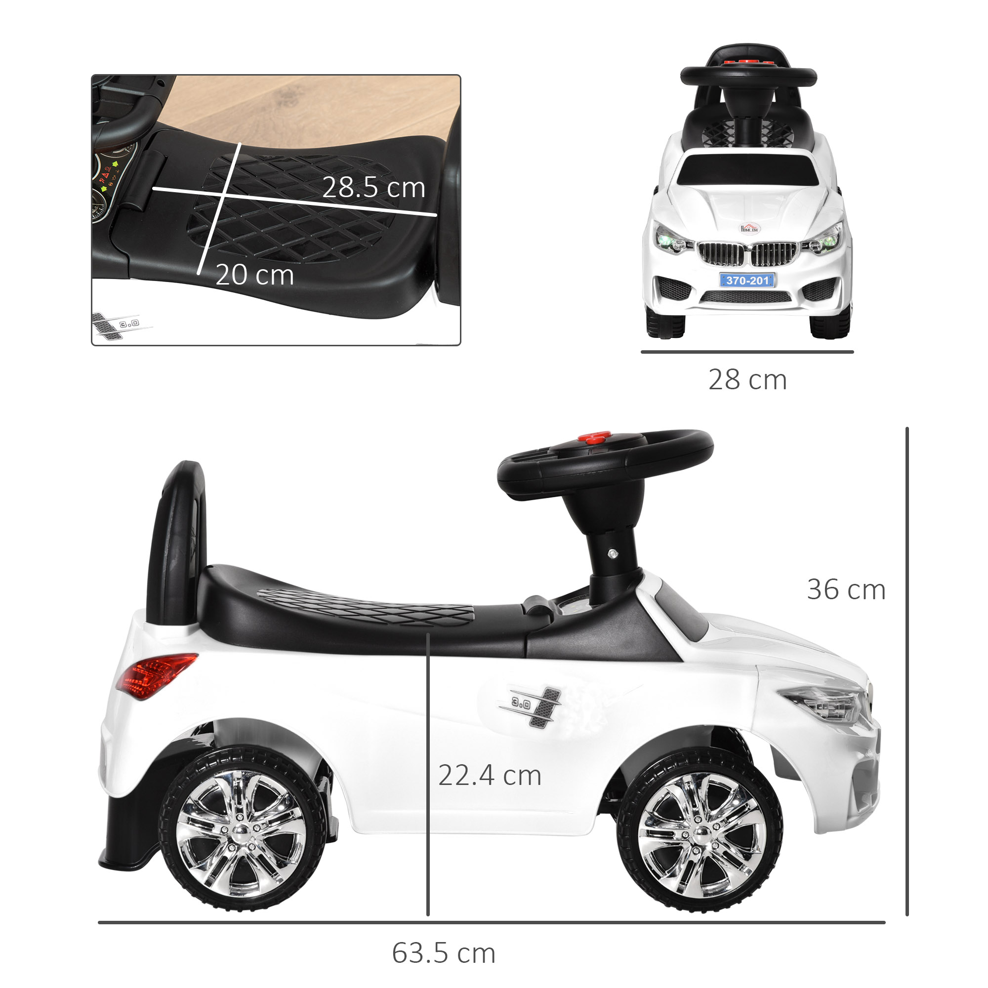 Ride on Car Baby Toddler Walker Foot to Floor Sliding Car Slider White - Image 3