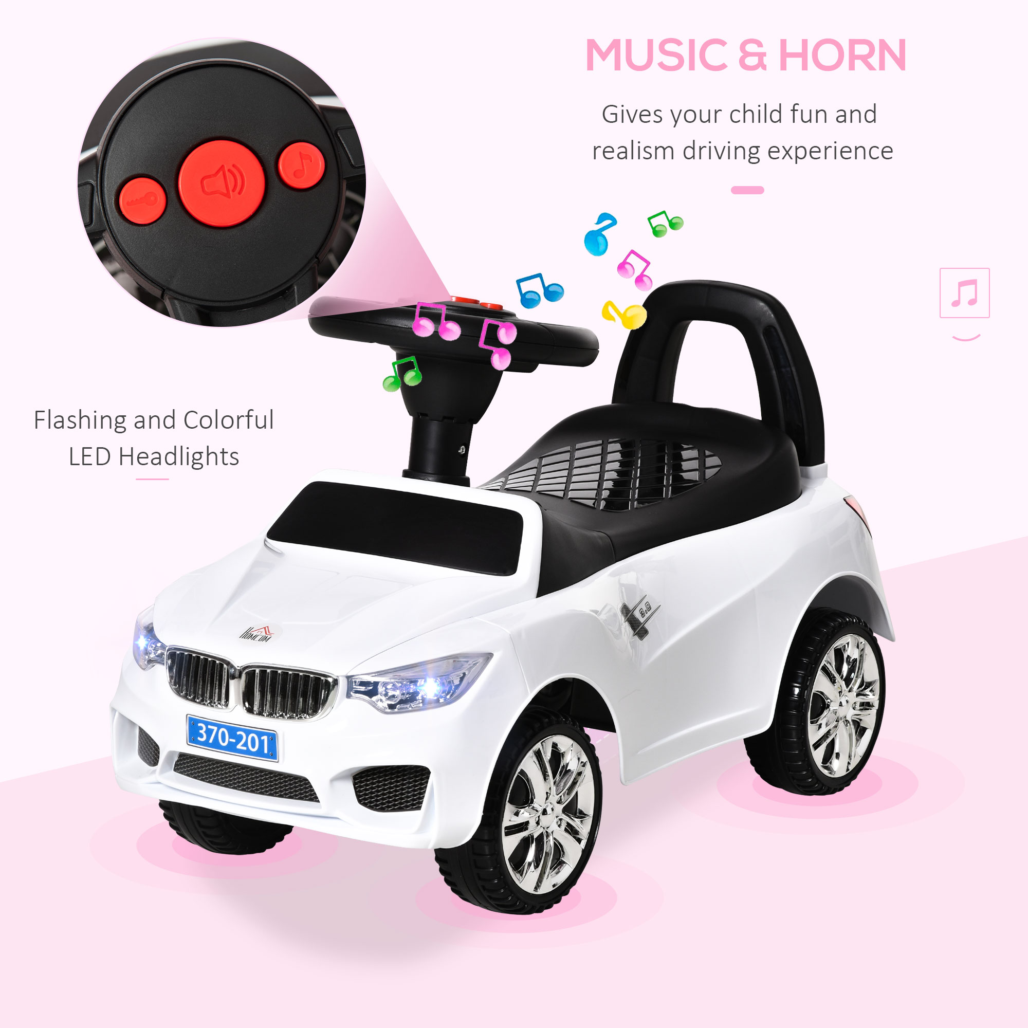 Ride on Car Baby Toddler Walker Foot to Floor Sliding Car Slider White - Image 4