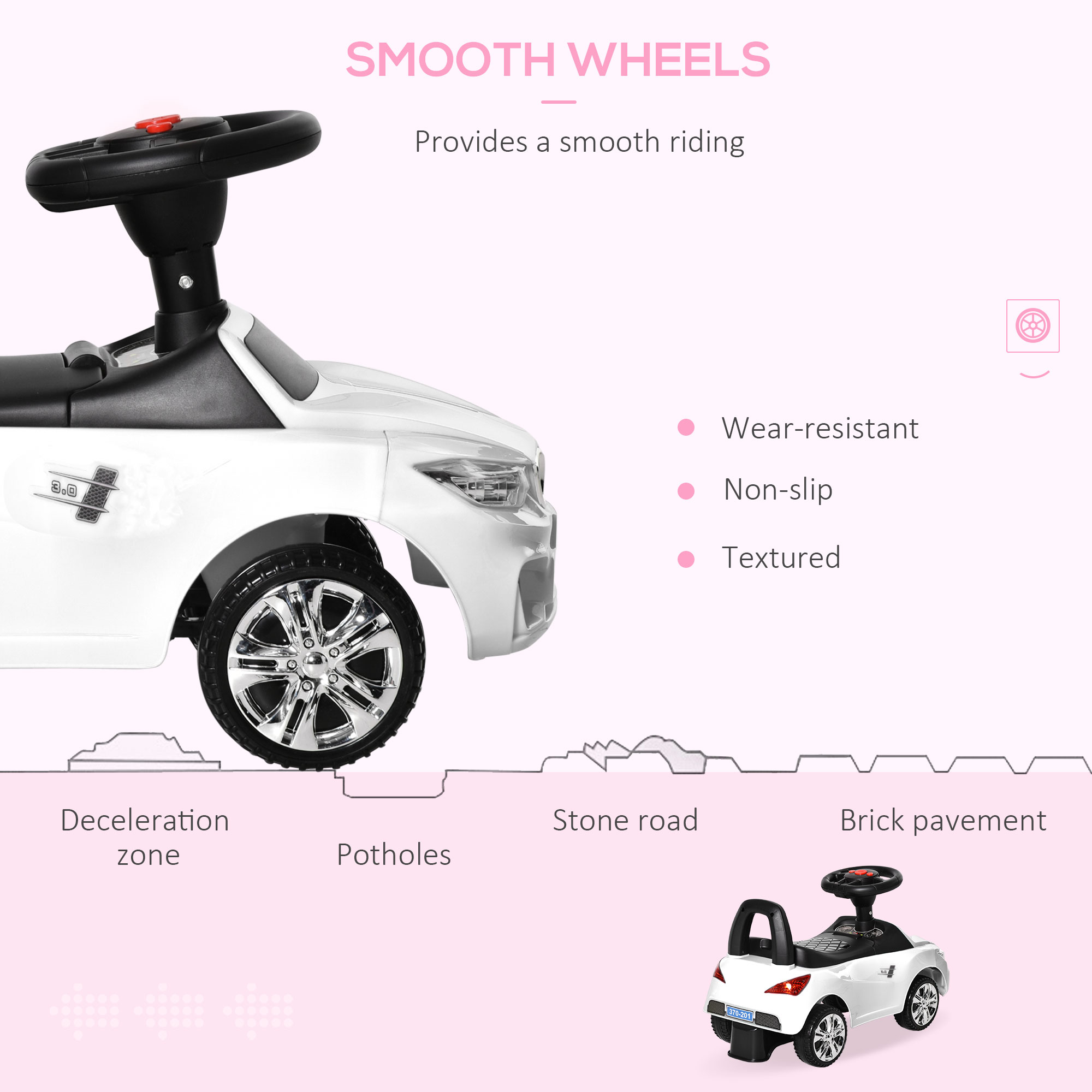 Ride on Car Baby Toddler Walker Foot to Floor Sliding Car Slider White - Image 5