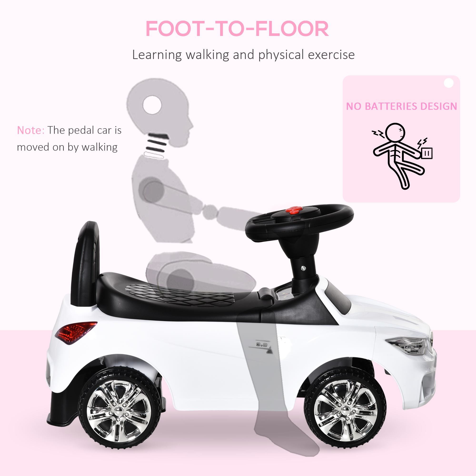 Ride on Car Baby Toddler Walker Foot to Floor Sliding Car Slider White - Image 6
