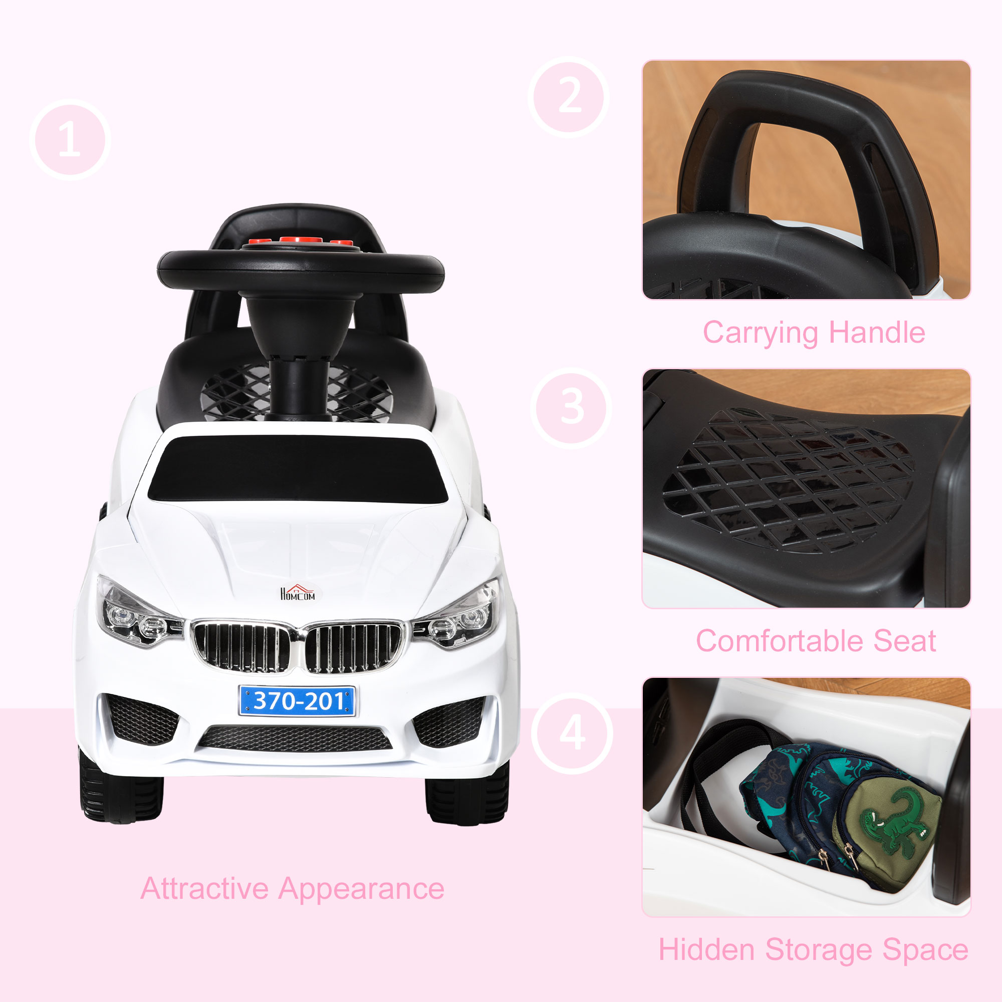 Ride on Car Baby Toddler Walker Foot to Floor Sliding Car Slider White - Image 7