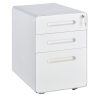 3 Draw Modern Steel Filing Cabinet w/ 4 Wheels Lock Pencil Box White Vinsetto