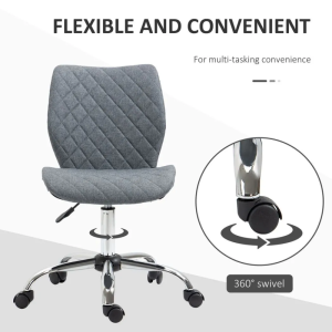 Ergonomic Mid Back Office Chair 360 Swivel Height Adjustable Home Office Grey - Image 6
