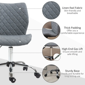 Ergonomic Mid Back Office Chair 360 Swivel Height Adjustable Home Office Grey - Image 7