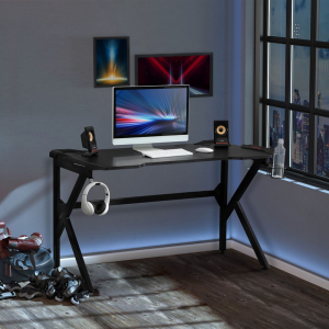 Alternative view of Spacious Gaming Desk Home Racing w/ Steel Frame Cup Headphone Holder Hook