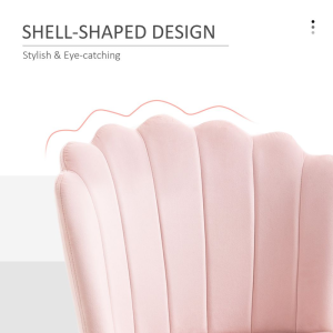 Velvet-Feel Shell Luxe Accent Chair Home Bedroom Lounge with Metal Legs Pink - Image 5