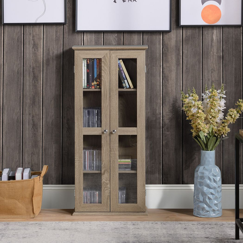 Media Cabinet Holds up to 100 CDs 4-Tier CD Storage Unit for Home Brown - Image 2