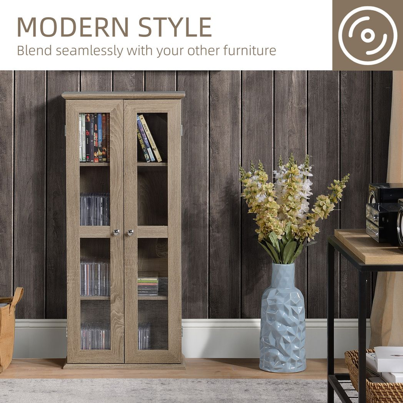 Media Cabinet Holds up to 100 CDs 4-Tier CD Storage Unit for Home Brown - Image 4