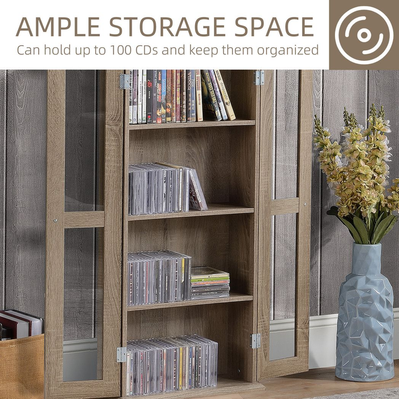 Media Cabinet Holds up to 100 CDs 4-Tier CD Storage Unit for Home Brown - Image 5